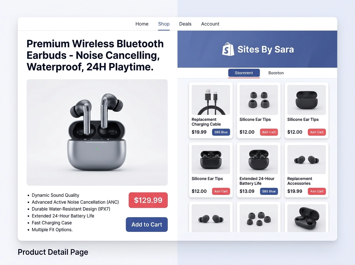 Amazon product listing and branded storefront mockup