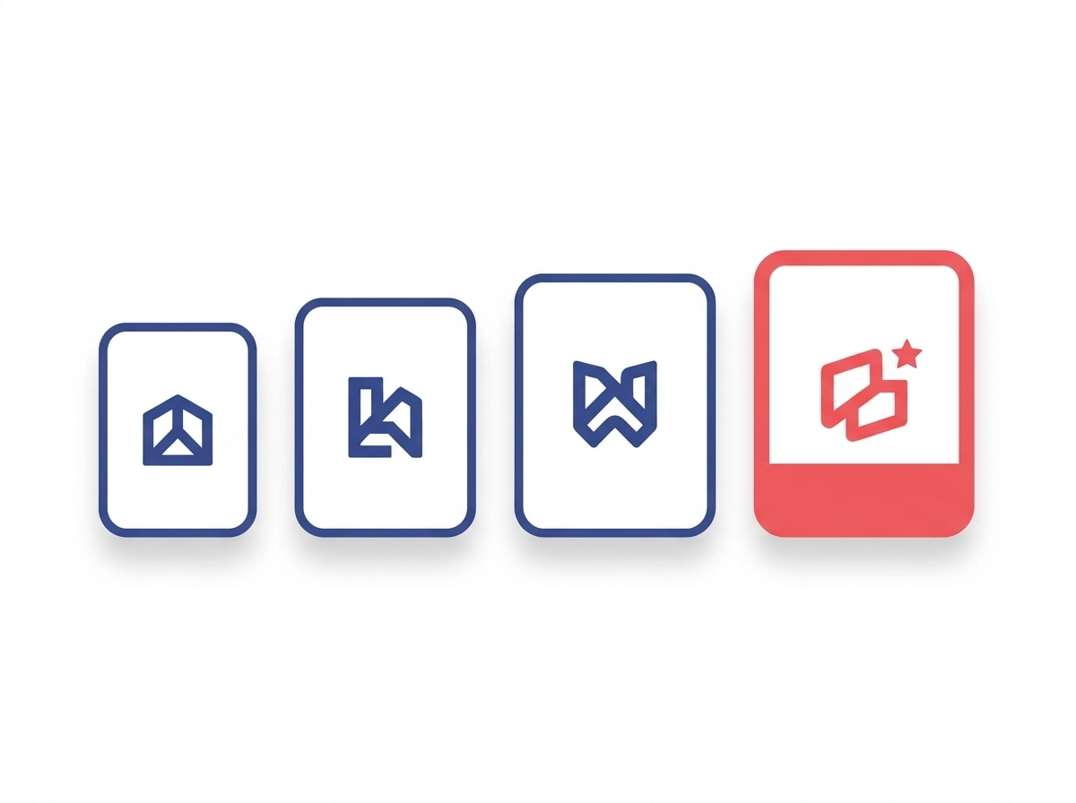Four brand identity package tiers shown as ascending logo and style guide mockups