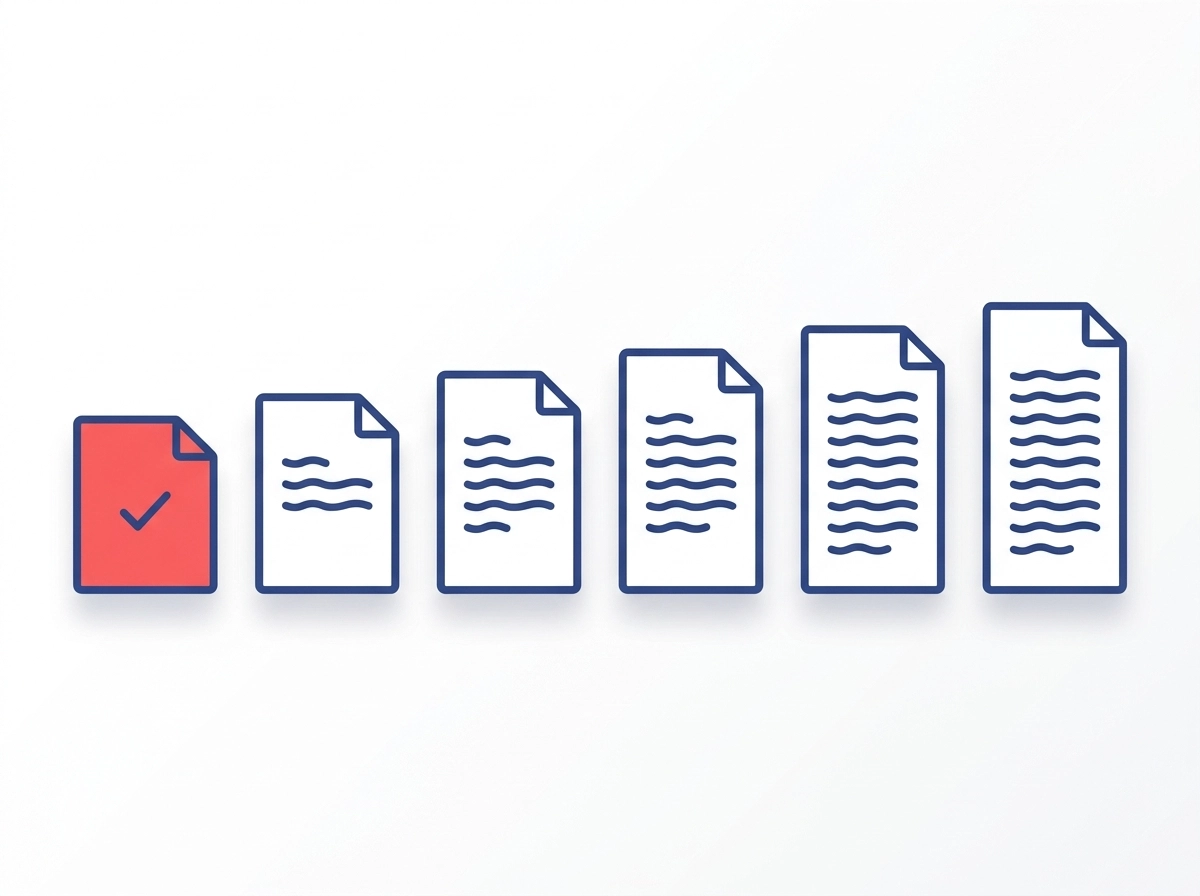 Document pages of increasing length representing different word-count tiers