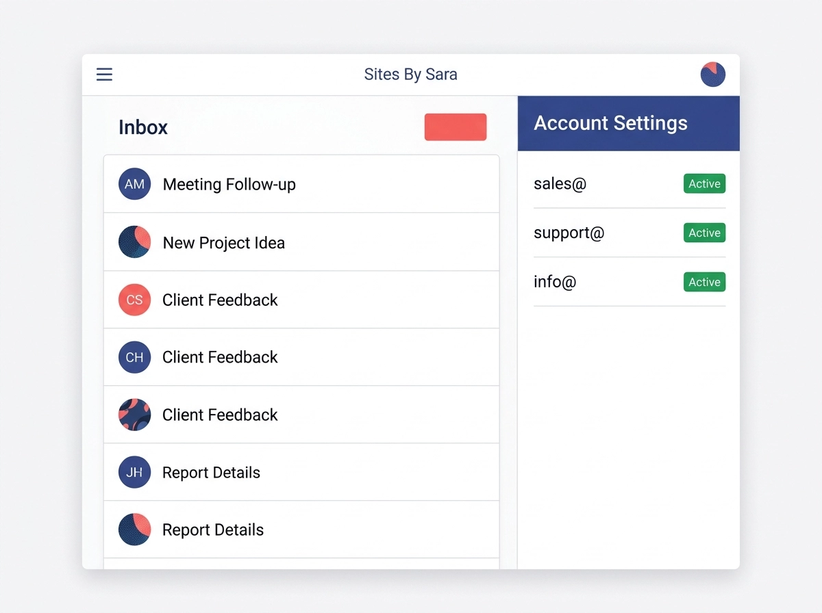 Custom business email interface with domain aliases