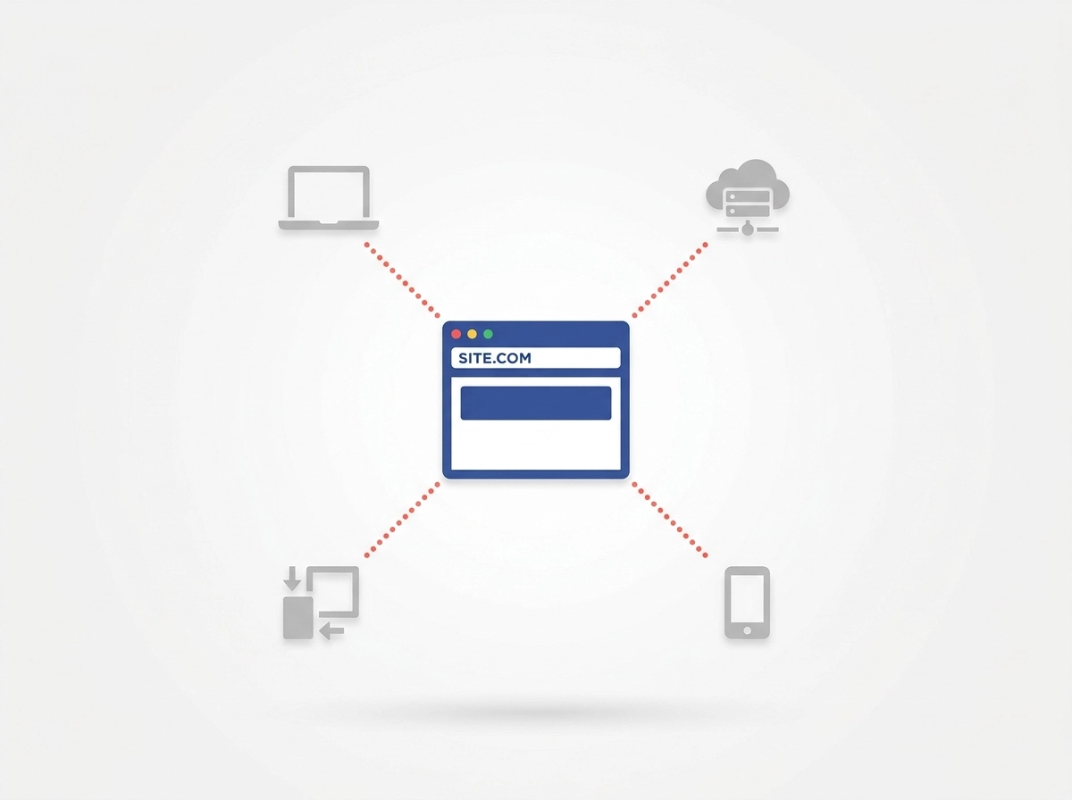 Generic website icon connected to a payment processing icon