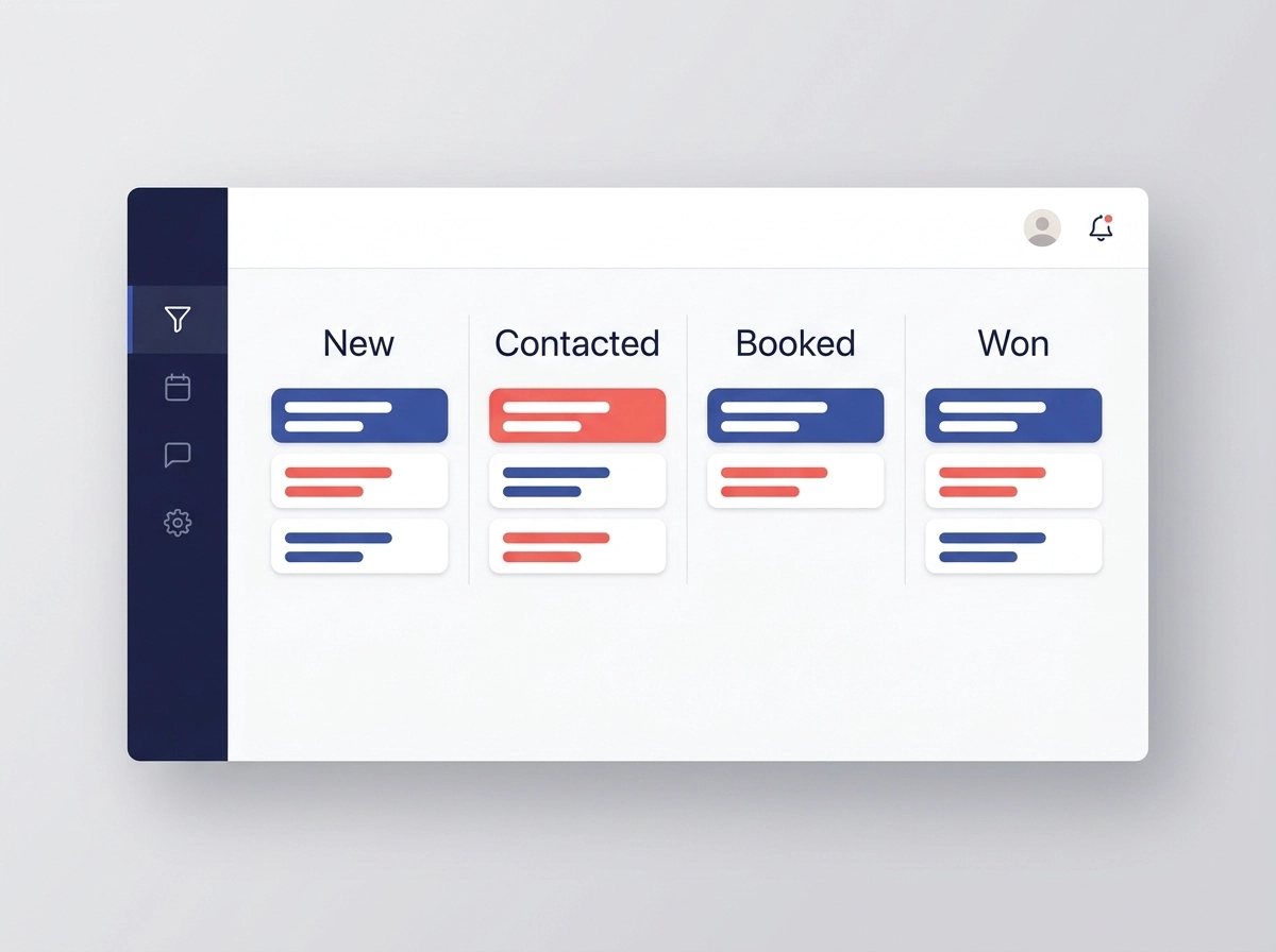Go High Level CRM pipeline and automation dashboard mockup