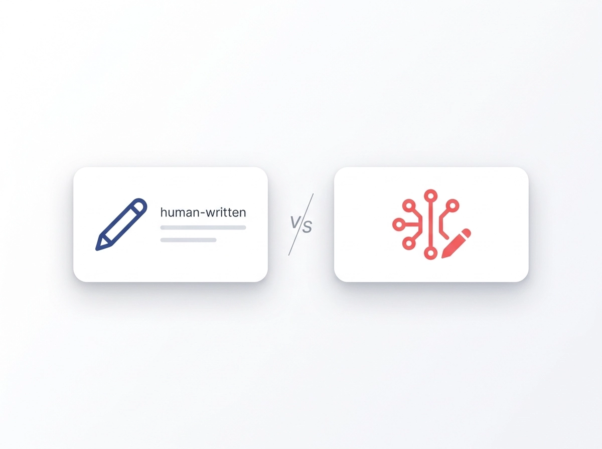 Side-by-side comparison of a human writing icon and an AI-assisted writing icon