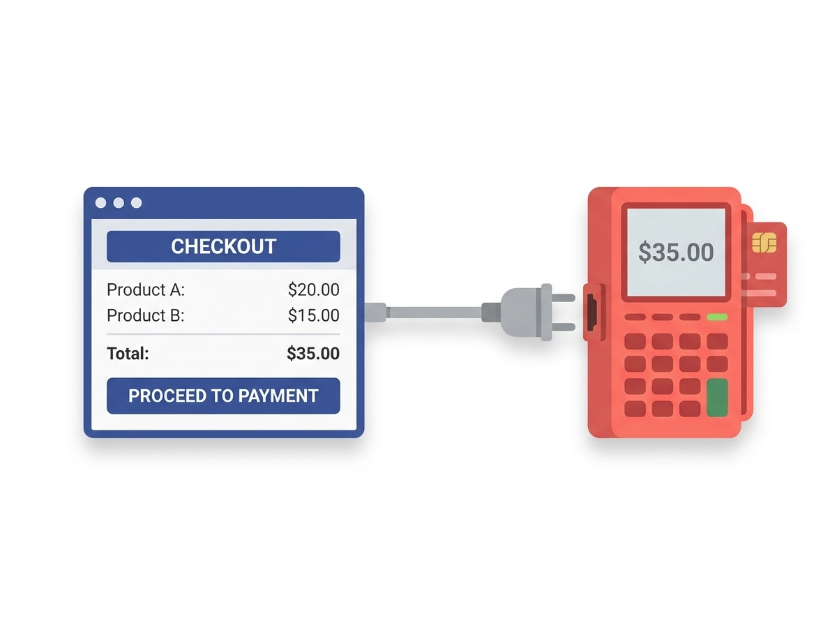 Payment processing connection added to an existing website checkout