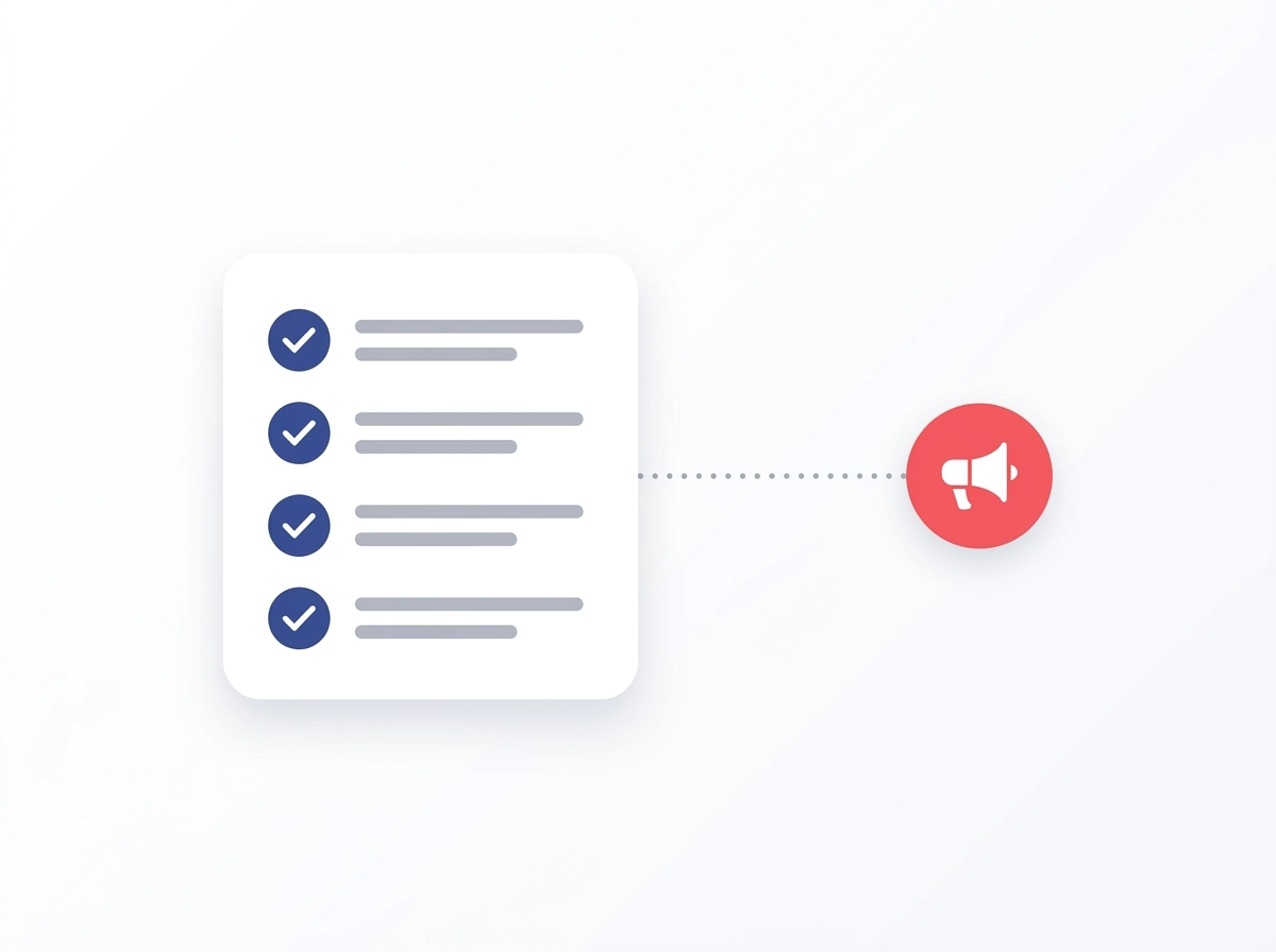Product listing setup checklist next to an ad campaign icon