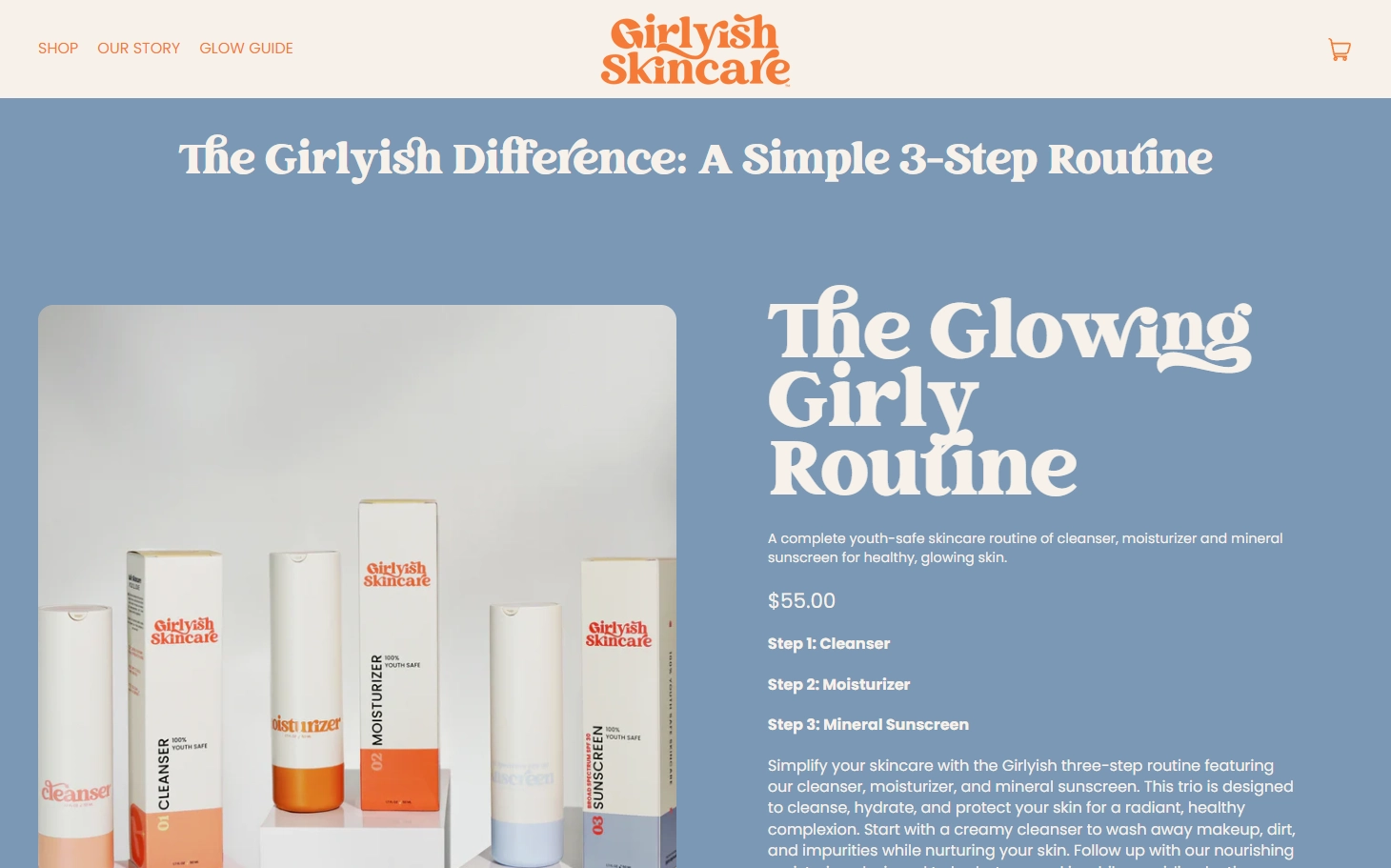 Girlyish Skincare Glowing Girly Routine product page