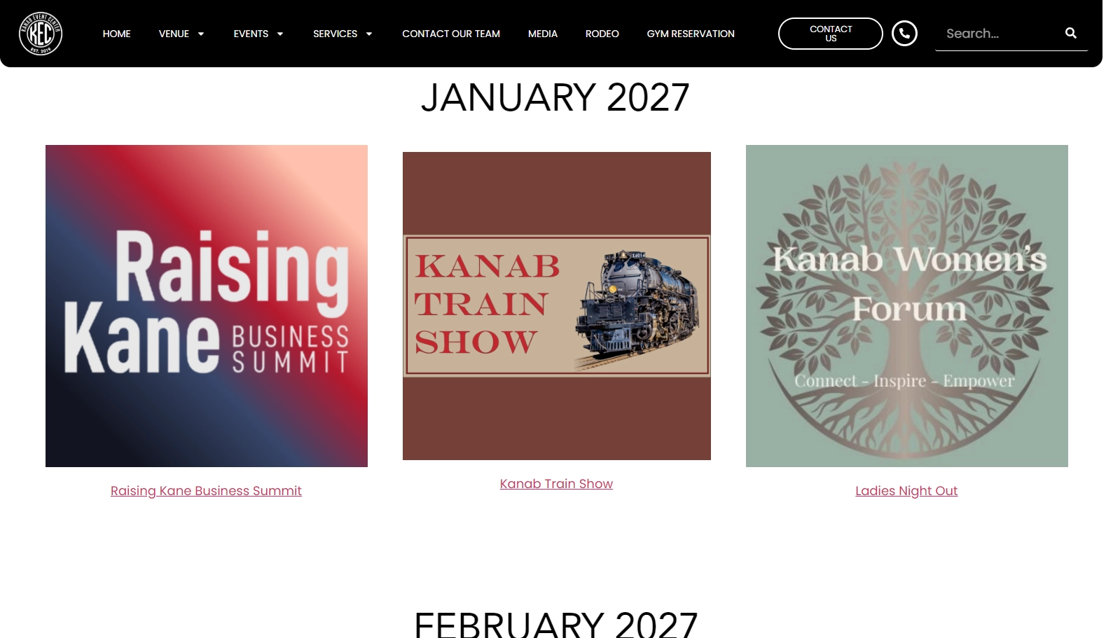 Kanab Center upcoming events page
