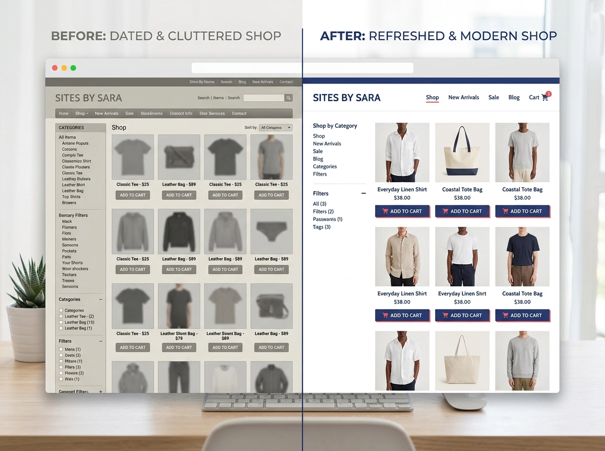Shopify Store Design Refresh Before and After Mockup