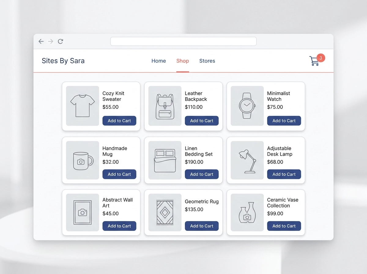 Shopify Online Store Shop Page and Product Catalog Mockup