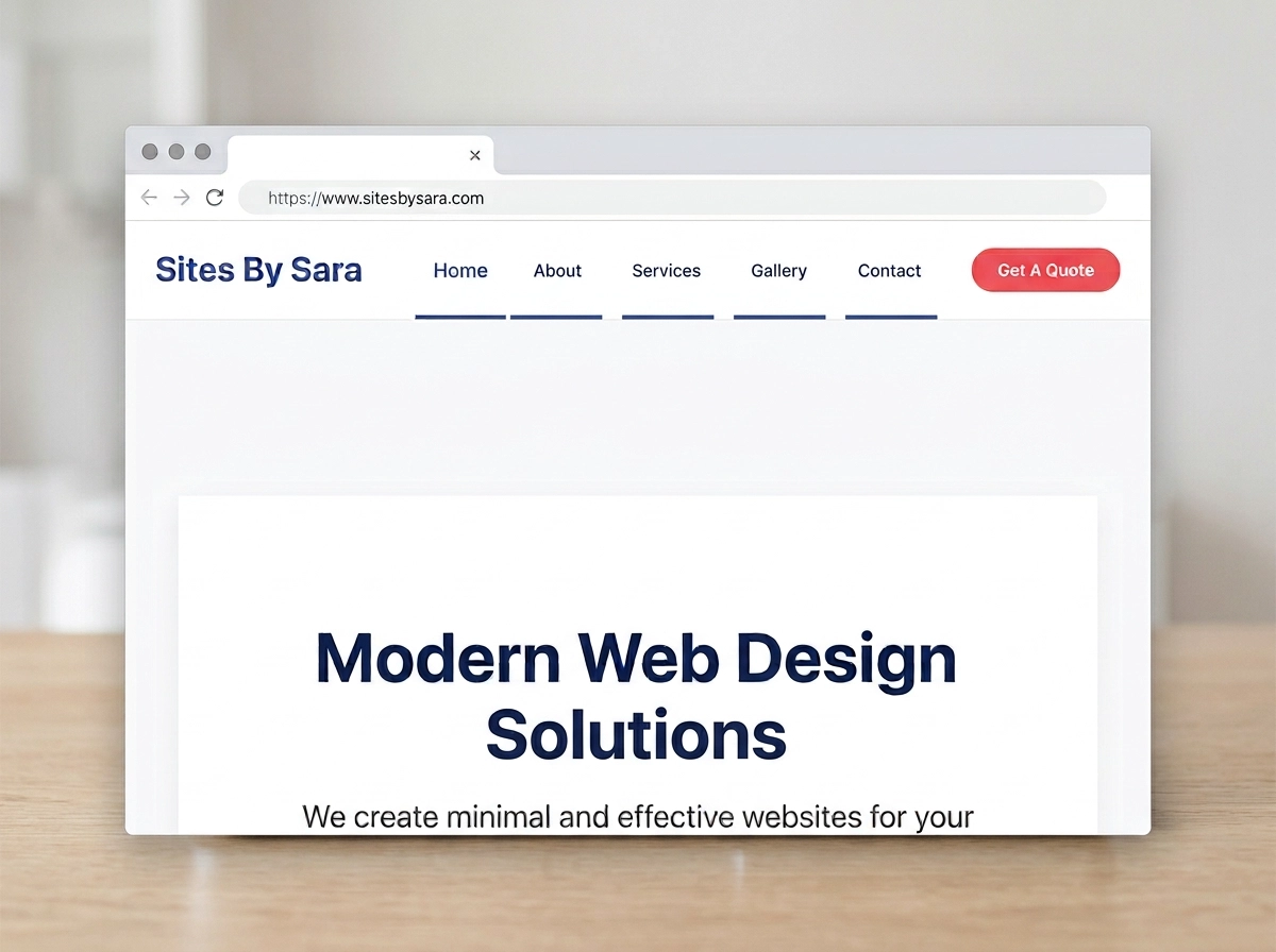 Simple static website navigation bar with five page menu labels