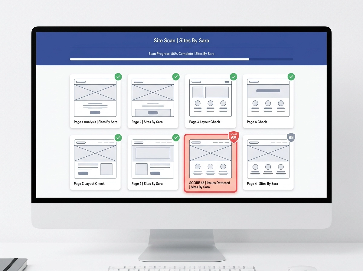 Full-site performance analysis dashboard with scanned pages