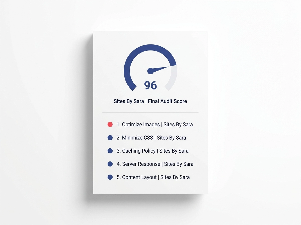 Website performance audit report with a ranked list of priority fixes