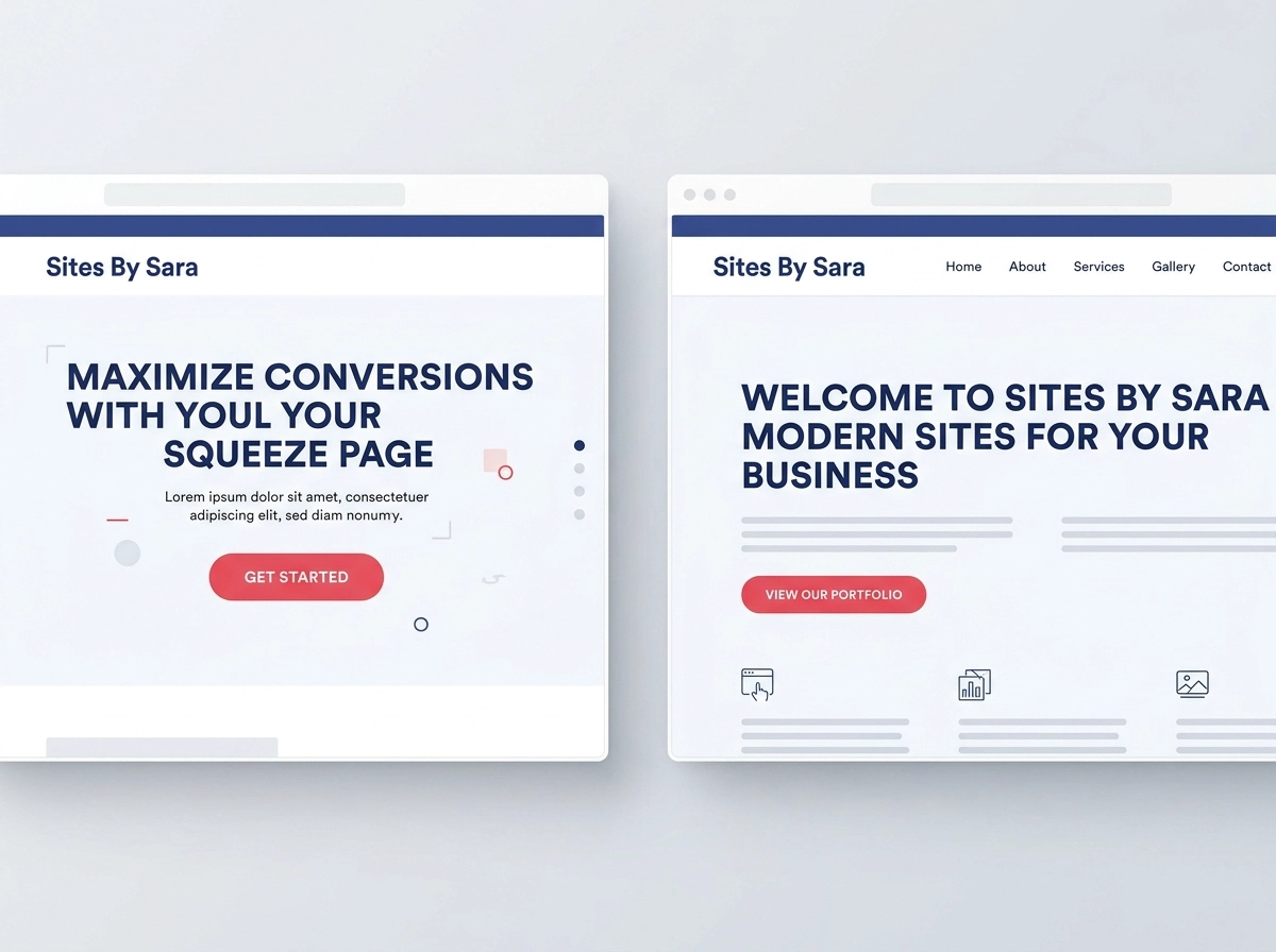 Side-by-side comparison of a single-page site and a five-page site layout
