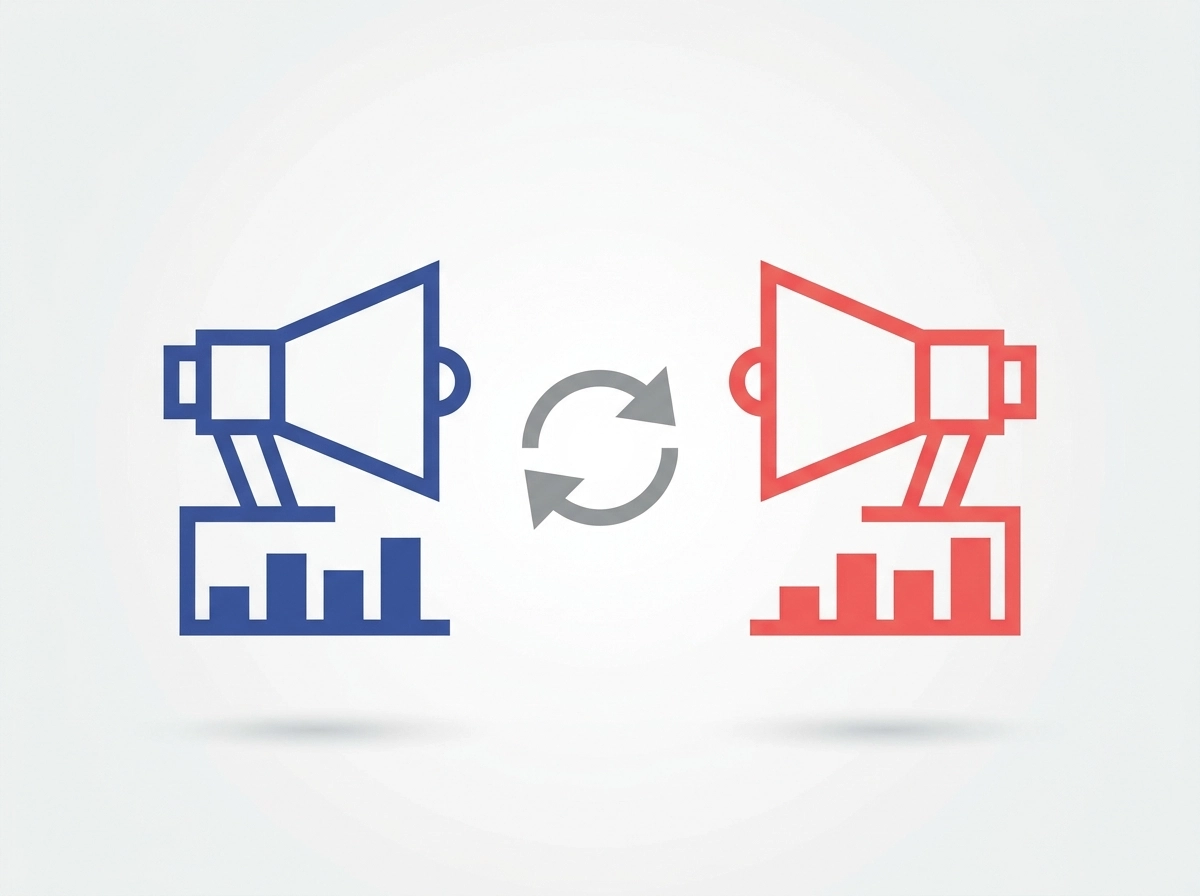 Two marketplace ad campaign icons side by side representing multi-channel advertising