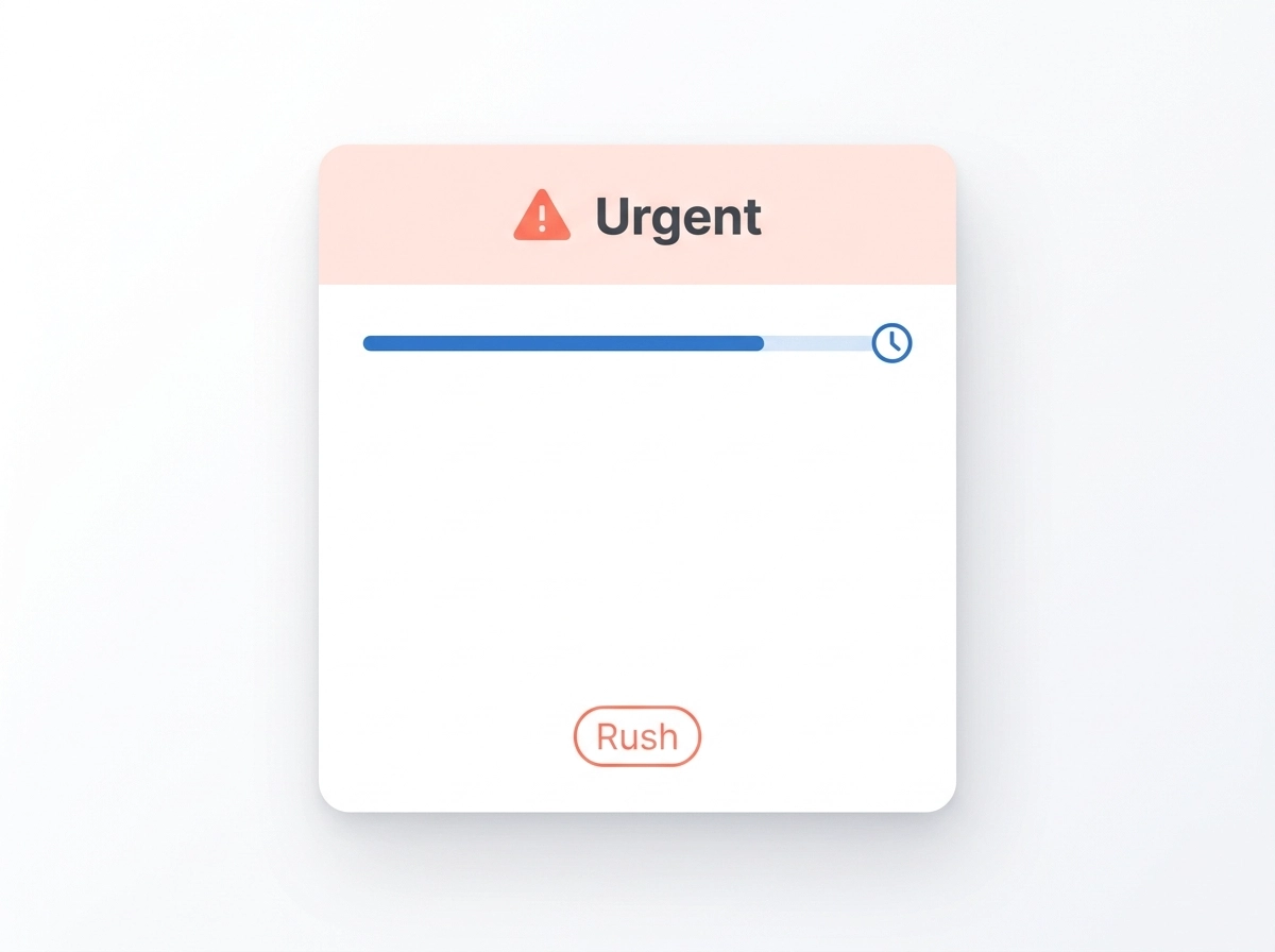 Urgent website repair alert and rush fix status screen