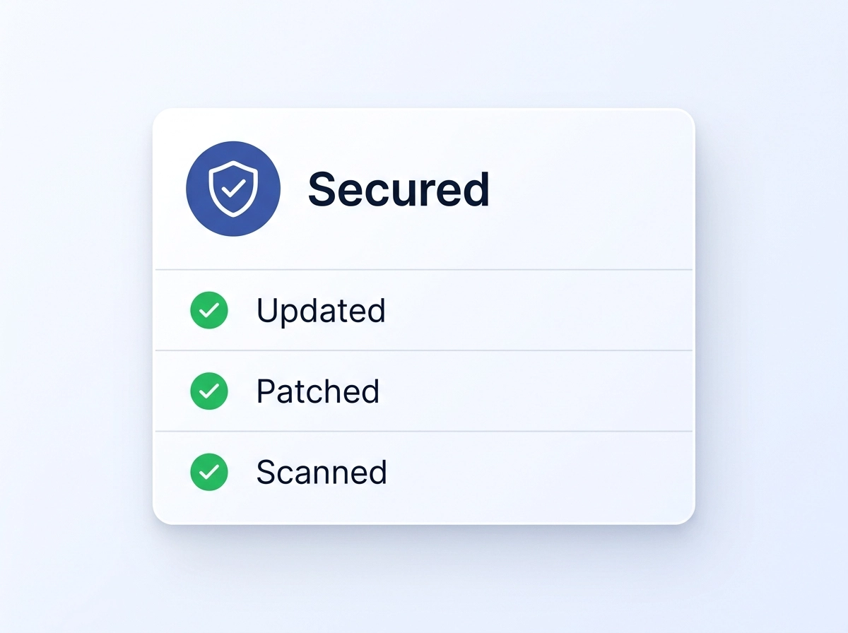 WordPress security update and vulnerability scan screen
